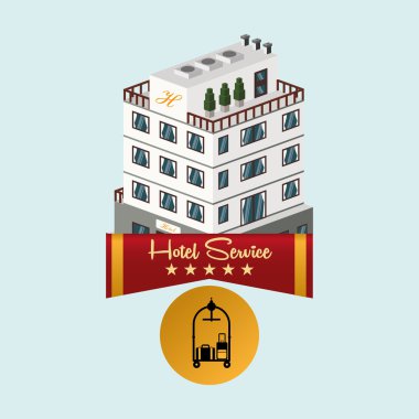 Otel tasarımı. seyahat etmek simge. İllüstrasyon izole ve düz