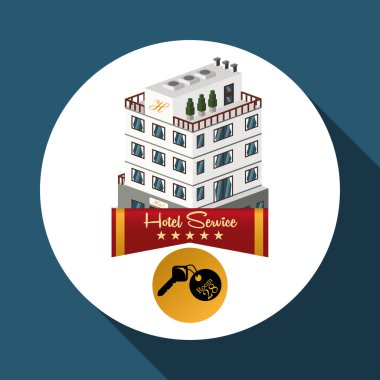 Otel tasarımı. seyahat etmek simge. İllüstrasyon izole ve düz
