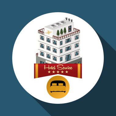 Otel tasarımı. seyahat etmek simge. İllüstrasyon izole ve düz