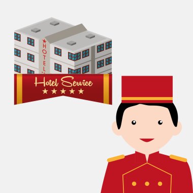 Otel tasarımı. seyahat etmek simge. İllüstrasyon izole ve düz