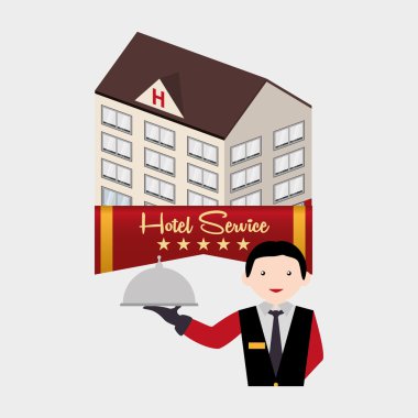 Otel tasarımı. seyahat etmek simge. İllüstrasyon izole ve düz