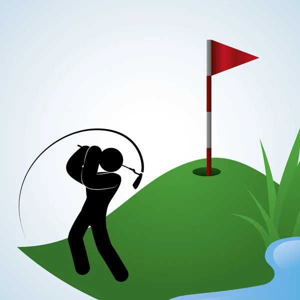 Design de golfe. Ícone desportivo. Ilustração isolada, vetor editável — Vetor de Stock