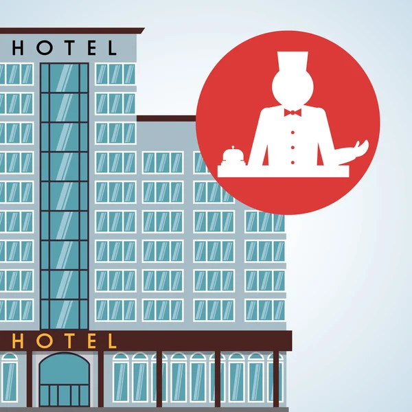 Hotel designerski. ikona podróży. Ilustracja na białym tle i płaskie — Wektor stockowy