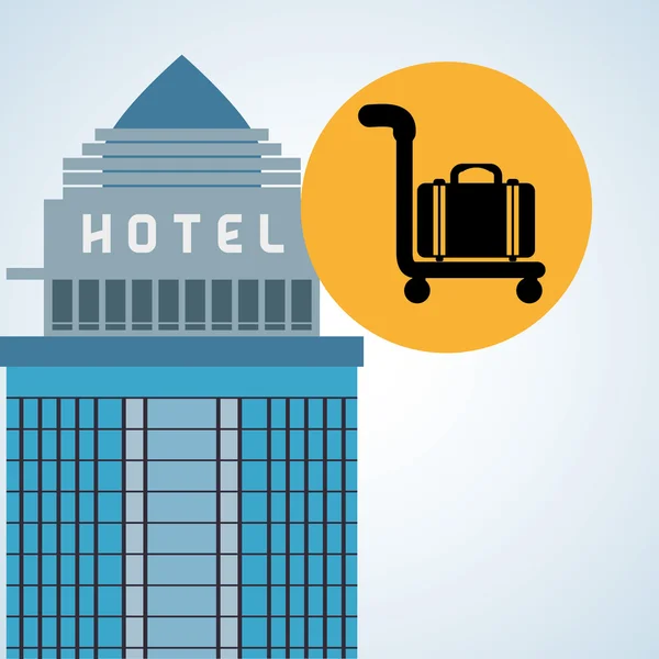 Hotel designerski. ikona podróży. Ilustracja na białym tle i płaskie — Wektor stockowy