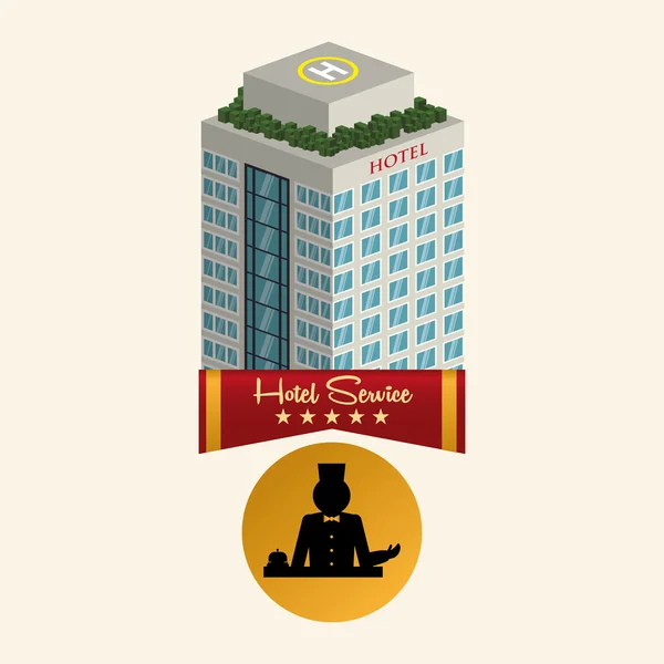 Design dell'hotel. icona di viaggio. Illustrazione isolata e piatta — Vettoriale Stock