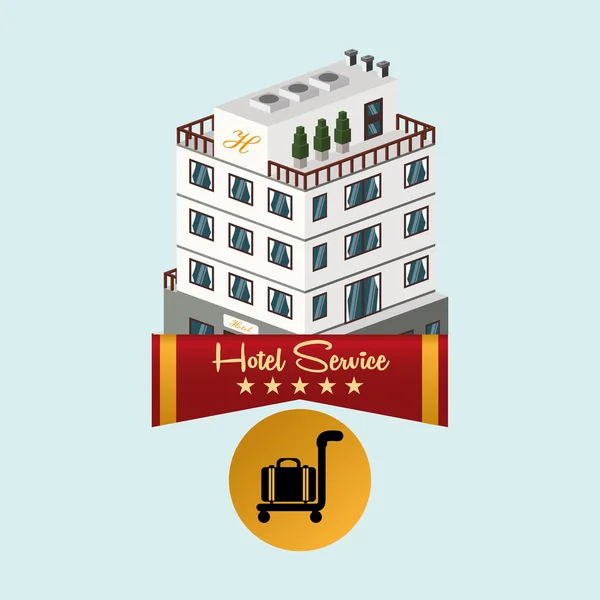 Design dell'hotel. icona di viaggio. Illustrazione isolata e piatta — Vettoriale Stock