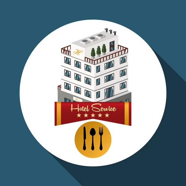 Design dell'hotel. icona di viaggio. Illustrazione isolata e piatta — Vettoriale Stock