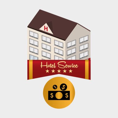 Otel tasarımı. seyahat etmek simge. İllüstrasyon izole ve düz