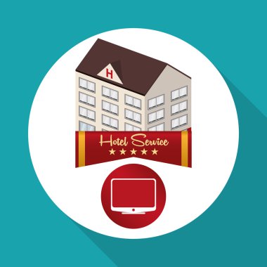 Otel tasarımı. seyahat etmek simge. İllüstrasyon izole ve düz