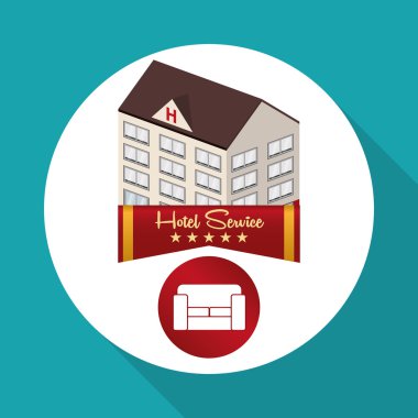 Otel tasarımı. seyahat etmek simge. İllüstrasyon izole ve düz