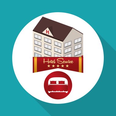 Otel tasarımı. seyahat etmek simge. İllüstrasyon izole ve düz