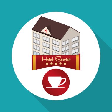 Otel tasarımı. seyahat etmek simge. İllüstrasyon izole ve düz