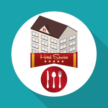 Otel tasarımı. seyahat etmek simge. İllüstrasyon izole ve düz