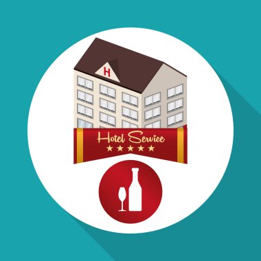 Otel tasarımı. seyahat etmek simge. İllüstrasyon izole ve düz