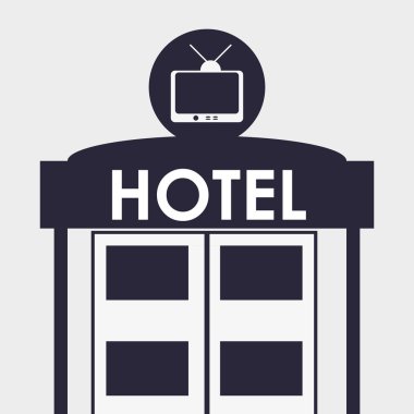 Otel tasarımı. seyahat etmek simge. İllüstrasyon izole ve düz