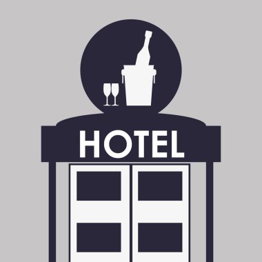 Otel tasarımı. seyahat etmek simge. İllüstrasyon izole ve düz