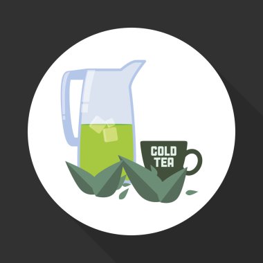 çay saat simgesini. içki kavramı. Düz illiustration, vektör