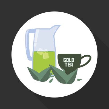 çay saat simgesini. içki kavramı. Düz illiustration, vektör