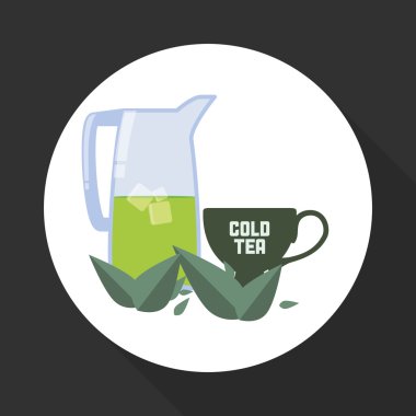 çay saat simgesini. içki kavramı. Düz illiustration, vektör