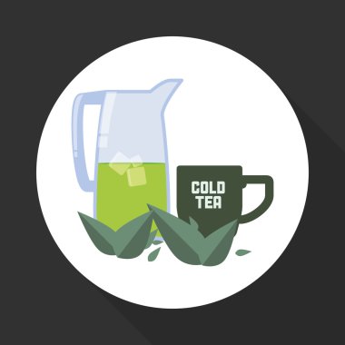 çay saat simgesini. içki kavramı. Düz illiustration, vektör