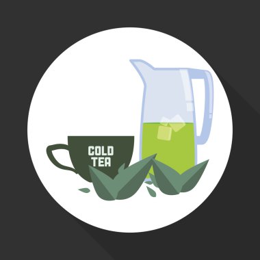 çay saat simgesini. içki kavramı. Düz illiustration, vektör