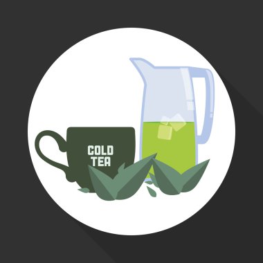 çay saat simgesini. içki kavramı. Düz illiustration, vektör