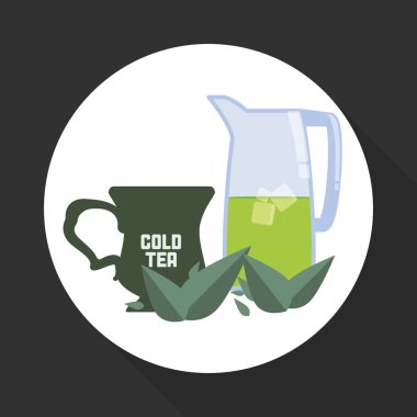 çay saat simgesini. içki kavramı. Düz illiustration, vektör