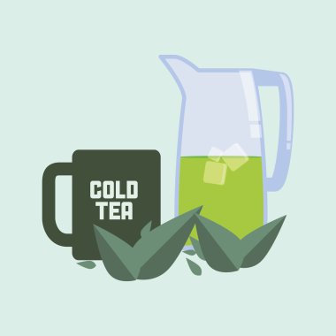 çay saat simgesini. içki kavramı. Düz illiustration, vektör