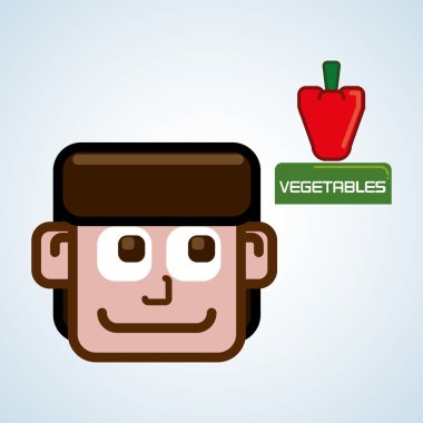 Sağlıklı gıda tasarım. Sağlıklı yaşam simgesi. Düz illüstrasyon