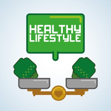 Sağlıklı gıda tasarım. Sağlıklı yaşam simgesi. Düz illüstrasyon