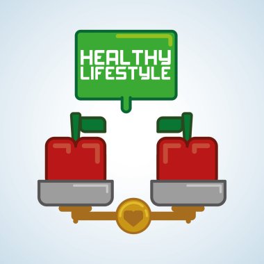 Sağlıklı gıda tasarım. Sağlıklı yaşam simgesi. Düz illüstrasyon