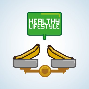Sağlıklı gıda tasarım. Sağlıklı yaşam simgesi. Düz illüstrasyon