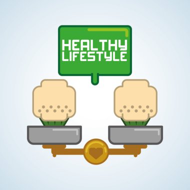 Sağlıklı gıda tasarım. Sağlıklı yaşam simgesi. Düz illüstrasyon