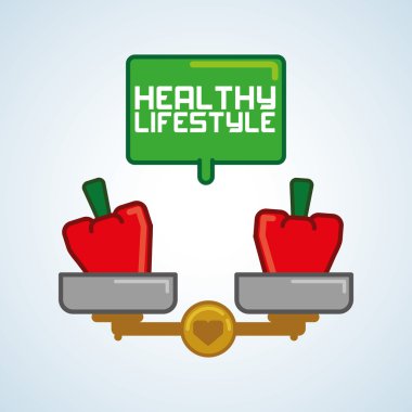 Sağlıklı gıda tasarım. Sağlıklı yaşam simgesi. Düz illüstrasyon