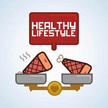 Sağlıklı gıda tasarım. Sağlıklı yaşam simgesi. Düz illüstrasyon