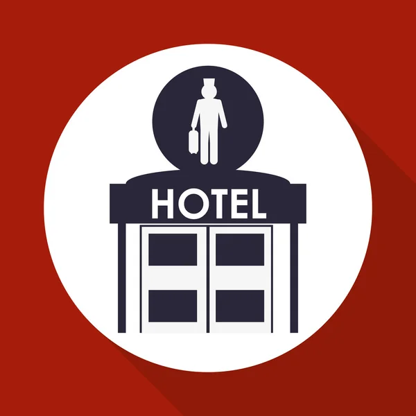 Design dell'hotel. icona di viaggio. Illustrazione isolata e piatta — Vettoriale Stock