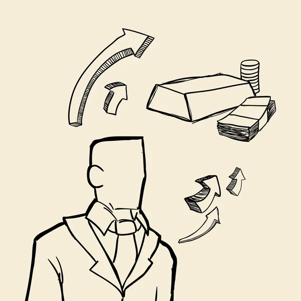 Icono del boceto. Concepto de empresario. Ilustración plana, vector — Vector de stock