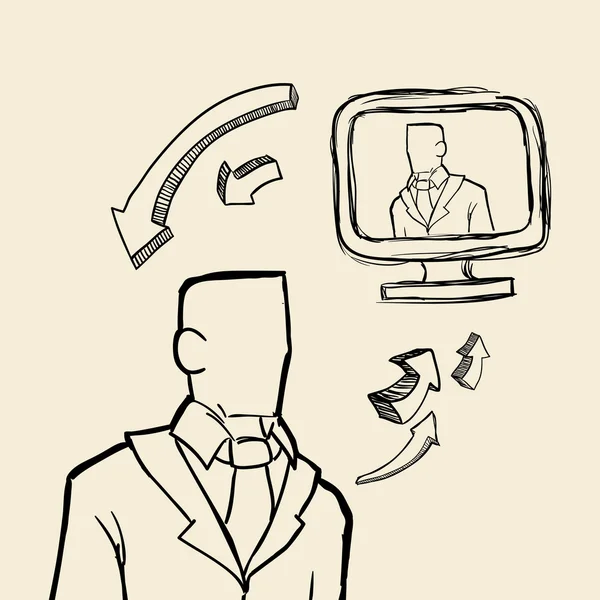 Icono del boceto. Concepto de empresario. Ilustración plana, vector — Vector de stock