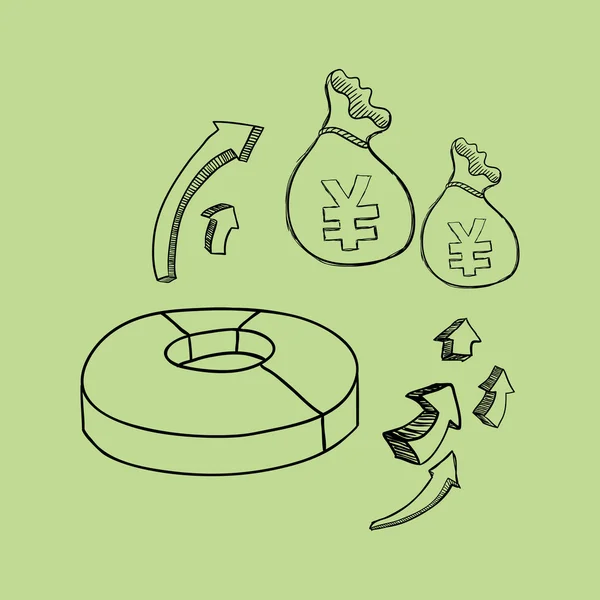 Schets pictogram. geld concept. Vlakke illiustration, vector — Stockvector