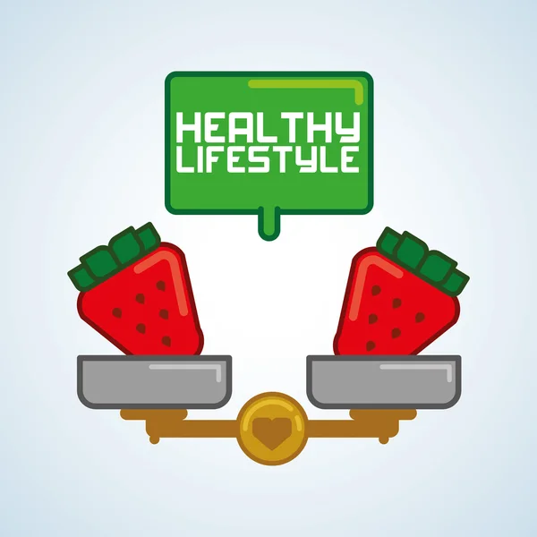 Gesundes Lebensmitteldesign. Ikone des gesunden Lebensstils flache Abbildung — Stockvektor