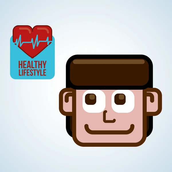 Hälsosam livsstil ikon. pixel begreppet platt illustration — Stock vektor