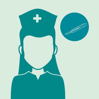 Tıbbi bakım kavramı. Hemşire simgesi. Beyaz arka plan, vektör