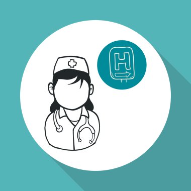 Tıbbi bakım kavramı. Hemşire simgesi. Beyaz arka plan, vektör