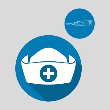 Tıbbi bakım kavramı. Hemşire simgesi. Beyaz arka plan, vektör