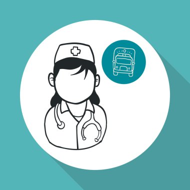 Tıbbi bakım kavramı. Hemşire simgesi. Beyaz arka plan, vektör