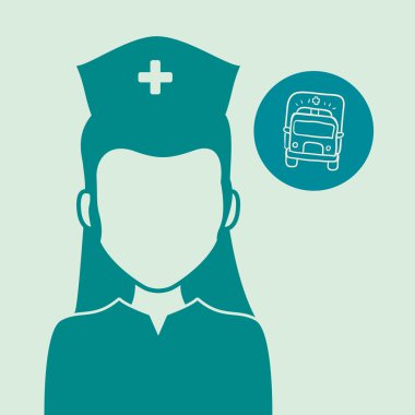 Tıbbi bakım kavramı. Hemşire simgesi. Beyaz arka plan, vektör