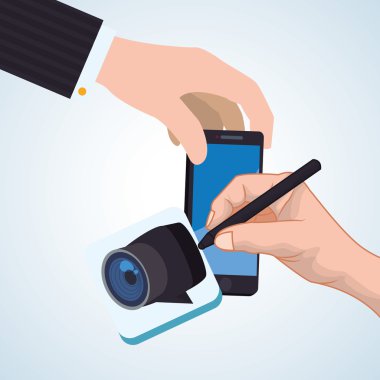 Smartphone tasarım. App kavramı. renkli resimde