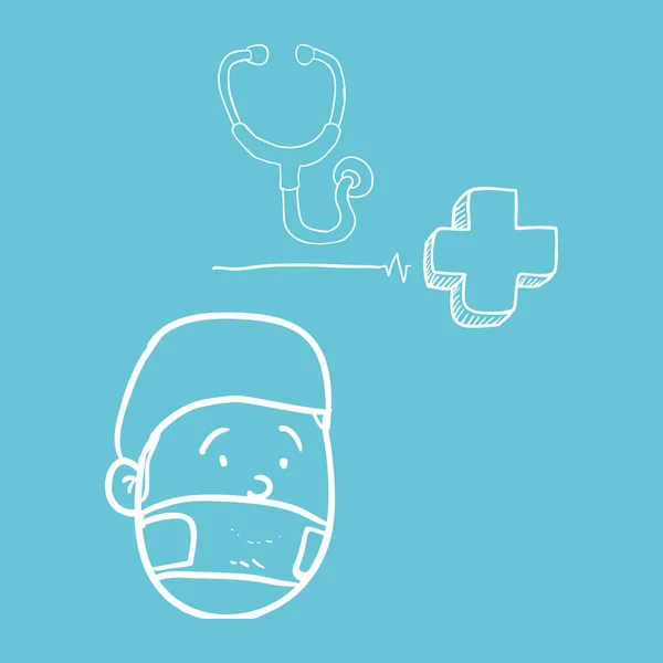 Проектирование медицинской помощи. икона здравоохранения. эскиз-иллюстрация — стоковый вектор