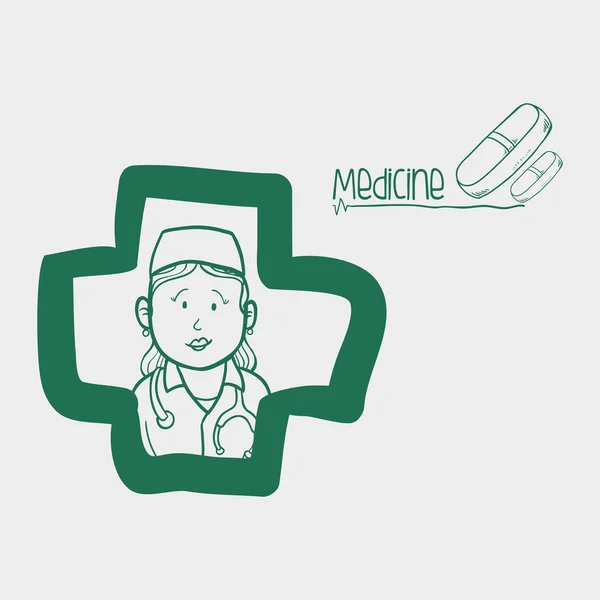 Diseño de atención médica. icono de enfermera. ilustración plana — Archivo Imágenes Vectoriales