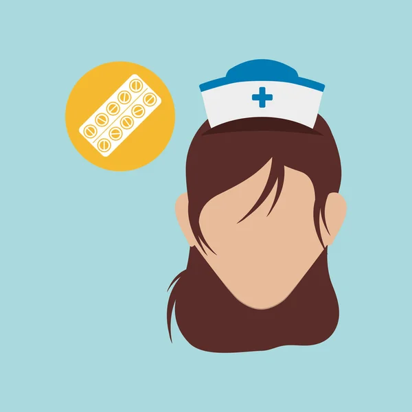 Concepto de atención médica. Icono de enfermera. Fondo blanco, vector — Archivo Imágenes Vectoriales